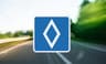 nowe pasy na A1 A13 w Paryżu biały romb na niebieskim tle
