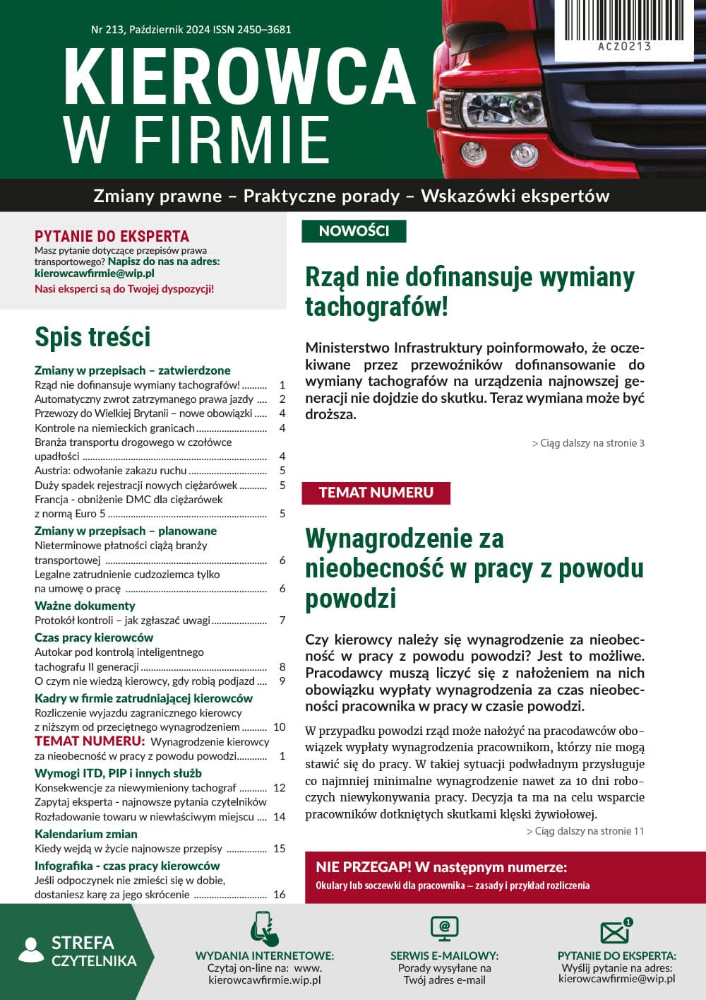 Kierowca w firmie nr 213 4CZ0213