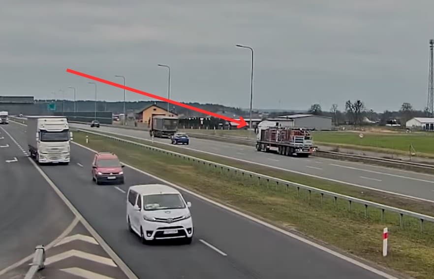 Kierowca ciężarówki z butlami z gazem cofał na S5. Mamy nagranie