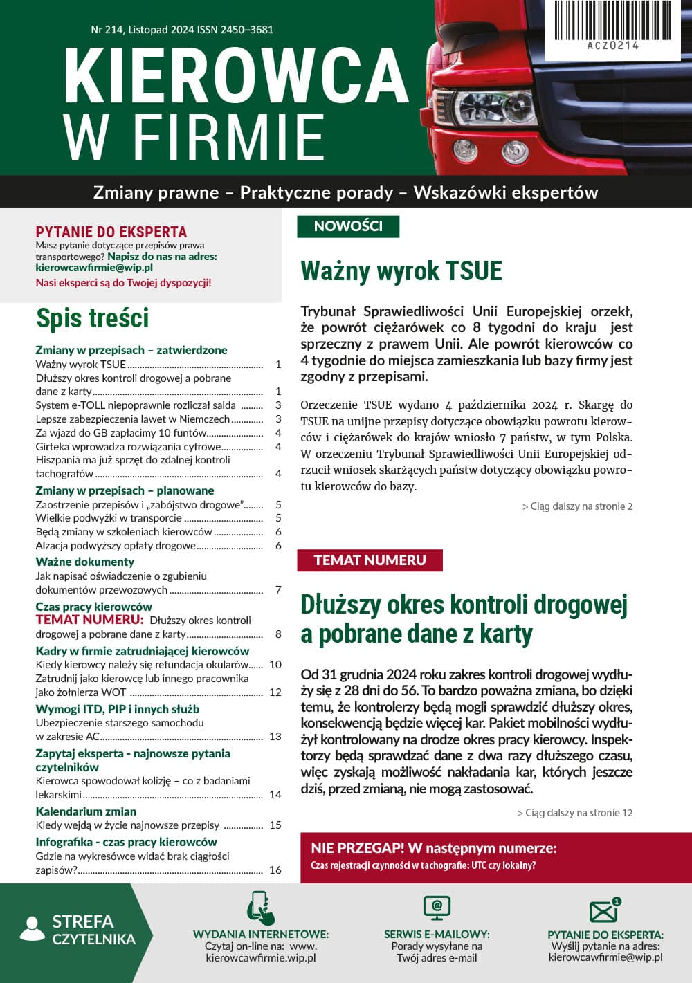 Kierowca w firmie nr 214 4CZ0214