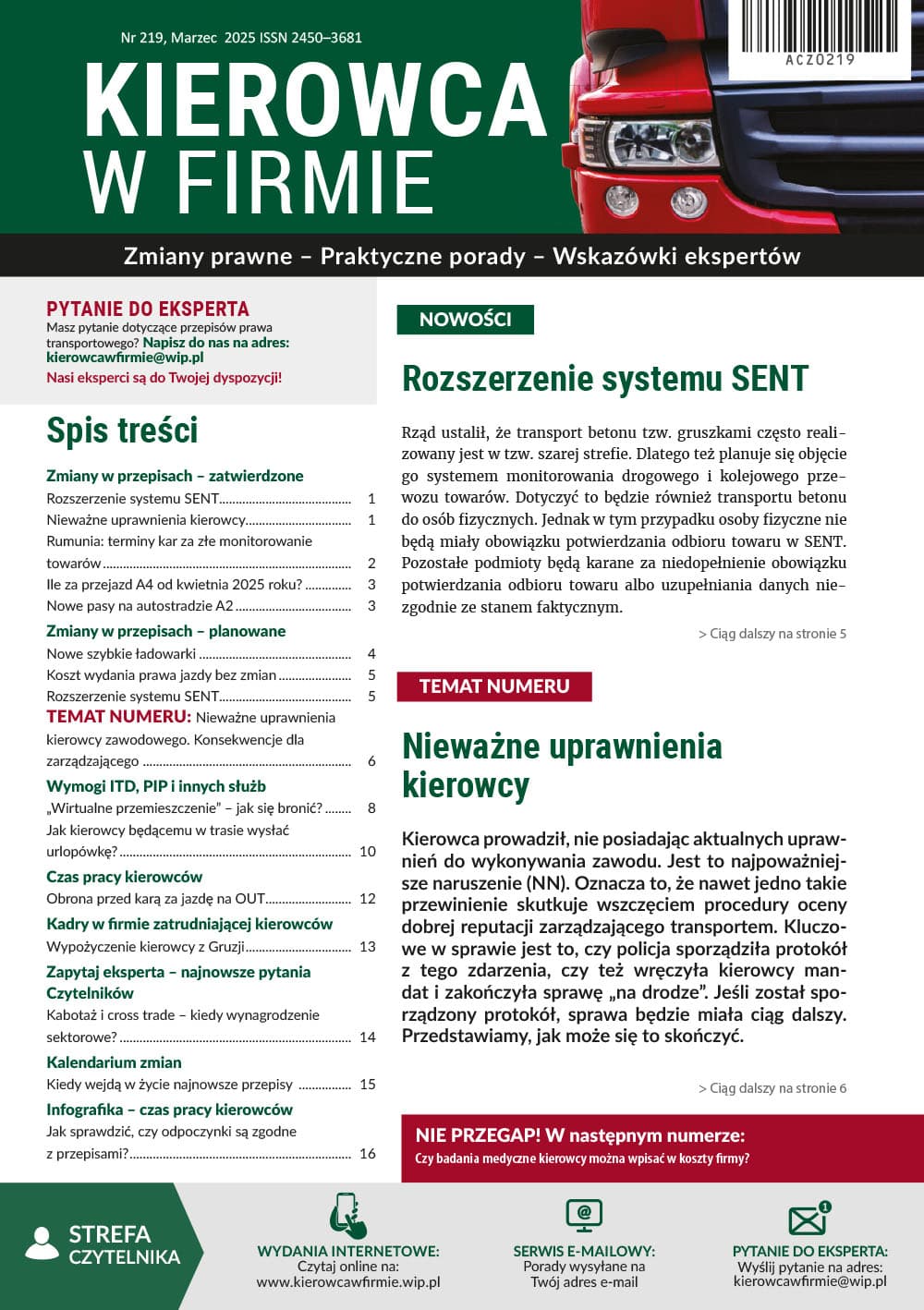 Kierowca w firmie nr 219 4CZ0219
