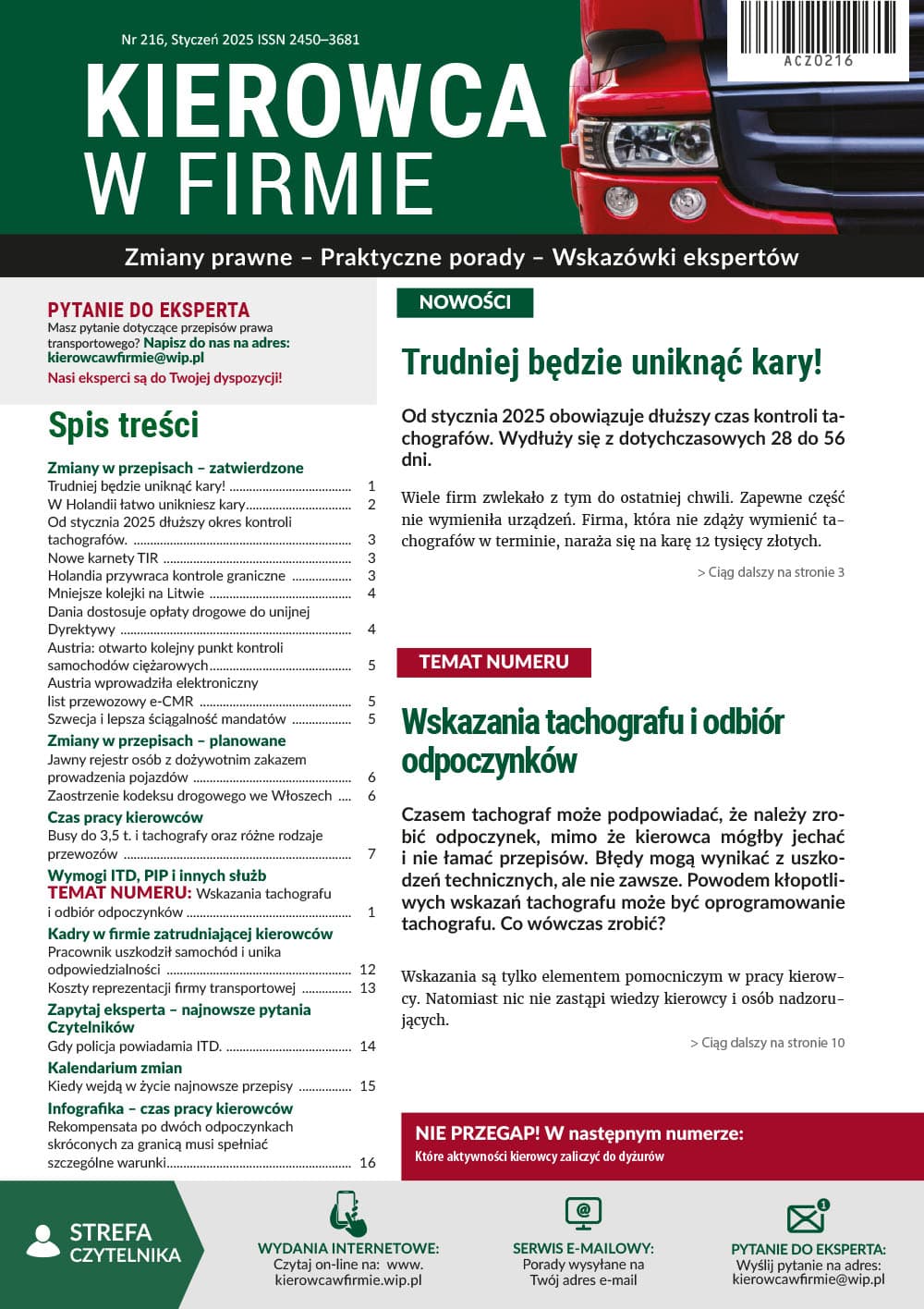 Kierowca w firmie nr 216 4CZ0216